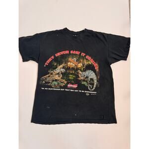 Vintage 1998 Budweiser They Never Saw It Coming T-Shirt Black Size XL